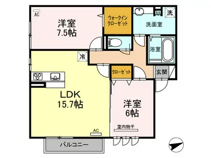 D-ROOMフェリーチェ(2LDK/2階)の間取り写真