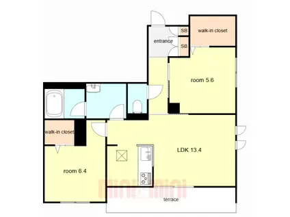 SHAMAISON GREENAGE 日野町(2LDK/1階)の間取り写真