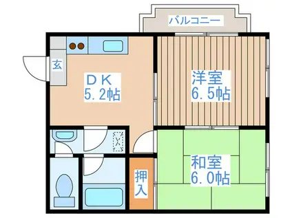 サクセス八日町(2DK/4階)の間取り写真