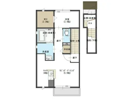 ティエラ煌(1SK/2階)の間取り写真