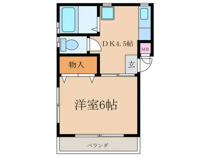 信濃第1ビル(1DK/2階)の間取り写真