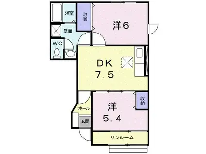 グルナード(2DK/1階)の間取り写真