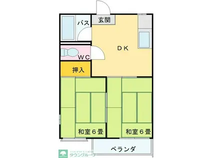 ニューエルム(2DK/2階)の間取り写真