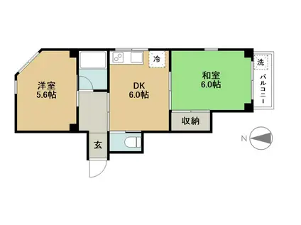 白坂ハイム(2DK/4階)の間取り写真