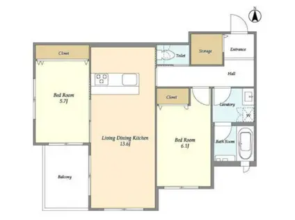 ADORABLEII(2LDK/2階)の間取り写真
