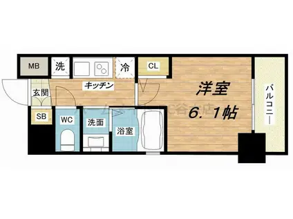 エステムコート難波ウエスト-SIDE Vアジュール(1K/10階)の間取り写真