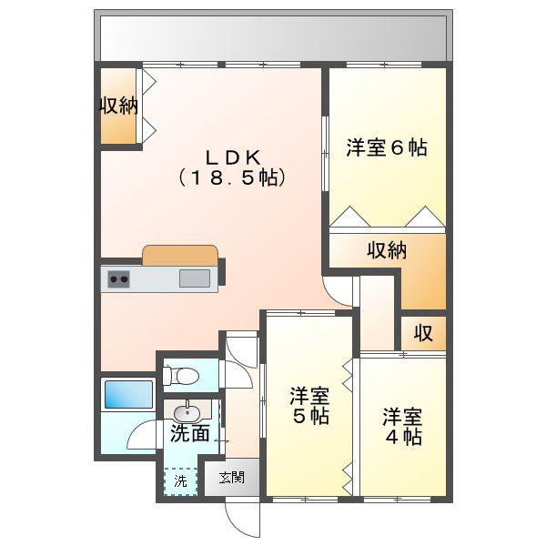 ベルレジョン(3LDK/3階)の間取り写真