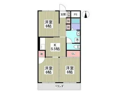 林ハイツI(3K/3階)の間取り写真