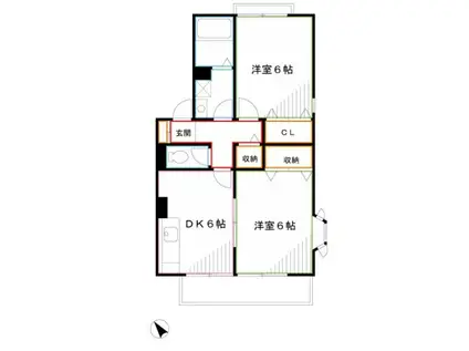 吉祥寺ガーデンホームズ(2DK/1階)の間取り写真