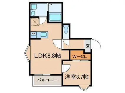 MIZAR(1LDK/2階)の間取り写真