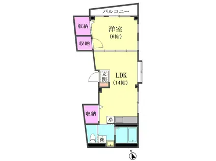 ケリーハウス(1LDK/2階)の間取り写真