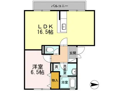 グリーンハウス新伊丹(1LDK/2階)の間取り写真