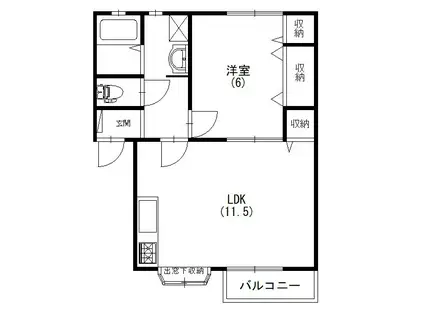 エルピス(1LDK/1階)の間取り写真