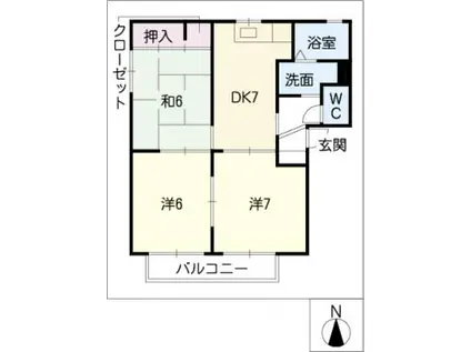 サニーハウスB棟(3DK/2階)の間取り写真