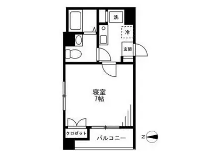 サンパティーク(1K/4階)の間取り写真