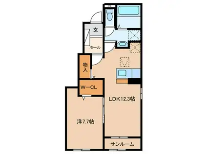 レジデンス ミモレ(1LDK/1階)の間取り写真