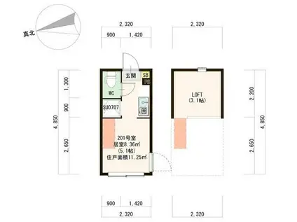 ラ メゾン ミール キャン再募 IOT ただ ミニ冷(ワンルーム/2階)の間取り写真