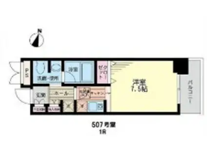 クオーレ(1K/5階)の間取り写真