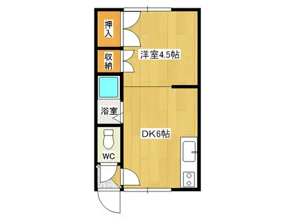 スペース参番館(1DK/2階)の間取り写真