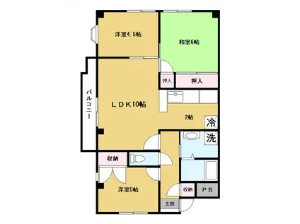 ルバービアニイザI(3LDK/3階)の間取り写真