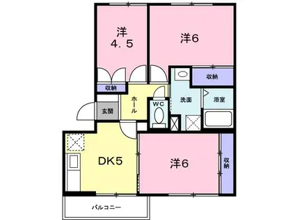 サンイーストヒル(3DK/1階)の間取り写真