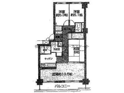 パシフィック近代美術館前(3LDK/8階)の間取り写真