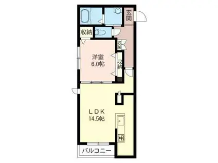 ドミ・ボナールD(1LDK/1階)の間取り写真