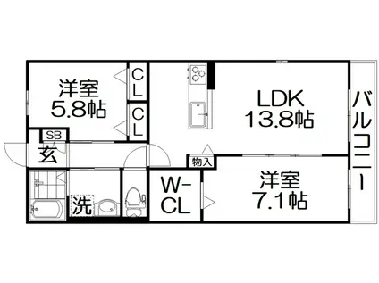 SCHWARZ SCHLOSS(2LDK/1階)の間取り写真