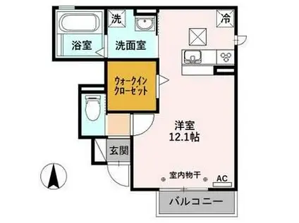 ジムナスター(ワンルーム/1階)の間取り写真