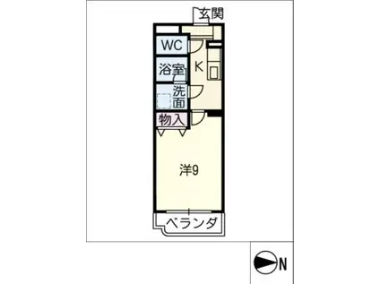 シーズンコート二ツ杁(1K/1階)の間取り写真