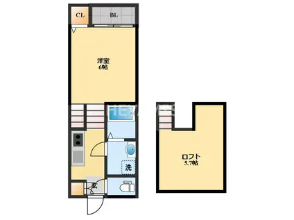 MODERN PALAZZO堂崎LIEBE(1SK/1階)の間取り写真