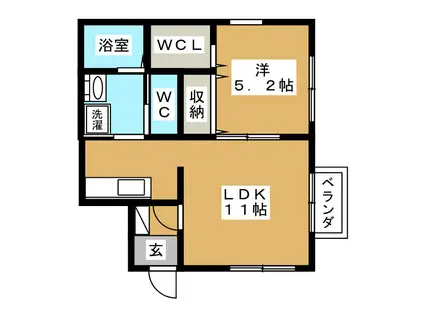 FONS(1LDK/2階)の間取り写真