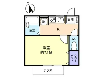 ブレスト習志野台(1K/1階)の間取り写真