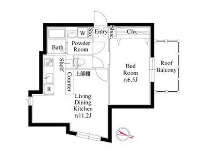 グランパセオ目黒洗足(1LDK/4階)の間取り写真