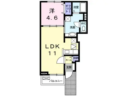 メゾンドゥノエル(1LDK/1階)の間取り写真