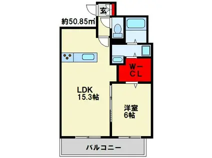 MYS CASETTE KOKURA -ミースカセッタ小倉-(1LDK/3階)の間取り写真