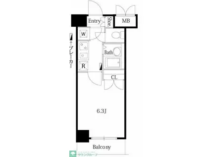 グランシャルム広尾(1K/7階)の間取り写真