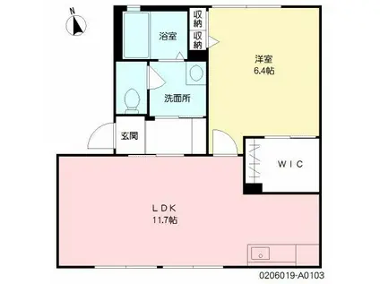 クローバー(1LDK/1階)の間取り写真