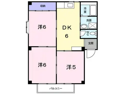 サンフィールドB(3DK/1階)の間取り写真