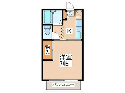 ハイブリッチハイツ(1K/2階)の間取り写真