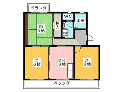 プライムハイツA・B(3DK/4階)の間取り写真