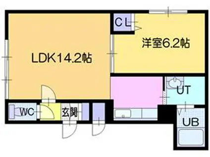 ウィングステージ(1LDK/1階)の間取り写真