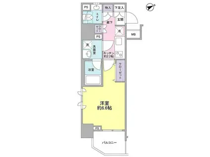 サンピエス大森(1K/8階)の間取り写真