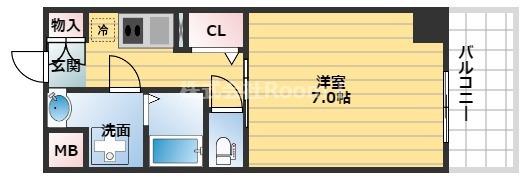 プランドール大手前レジデンス(1K/4階)の間取り写真
