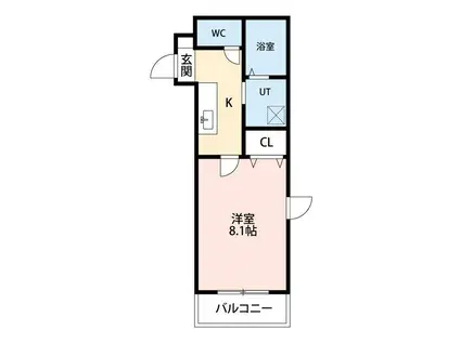 ボヌール北谷(1K/3階)の間取り写真