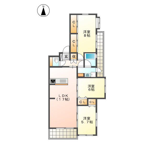 シンフォニー城見(3LDK/3階)の間取り写真