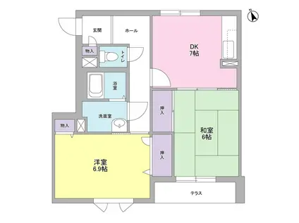 パラシオンM(2DK/1階)の間取り写真