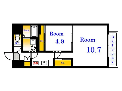 エイトバレー上天満(2K/8階)の間取り写真