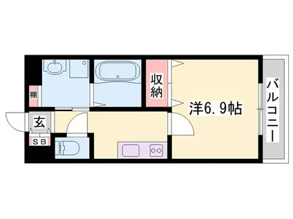 MISTRAL千代田(1K/1階)の間取り写真