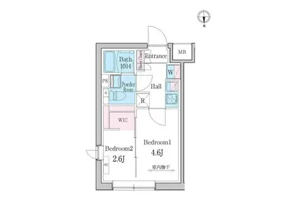 デュオメゾン都立大学(2K/3階)の間取り写真